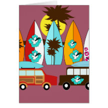Surfboards Beach Bum Surfing Hippie Vans Cards