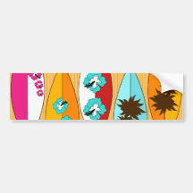 Surfboards on the Boardwalk Summer Beach Theme Bumper Stickers