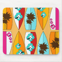 Surfboards on the Boardwalk Summer Beach Theme Mouse Pads