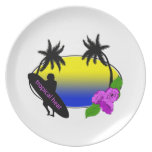 Surfer and Flowers Party Plates