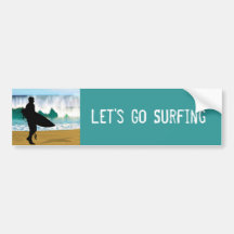 Surfer by Crashing Tube Bumper Sticker