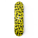 Surfer Collage design on yellow background skateboards