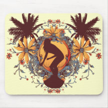 Surfer Girl Silhouette Mousemat