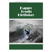 Surfer Happy Tenth Birthday Card