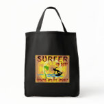 surfer on duty tee shirt canvas bag