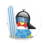 Surfer Penguin stickers