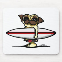 Surfer Pug Mouse Pad