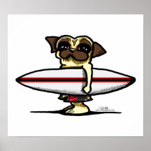 Surfer Pug Posters