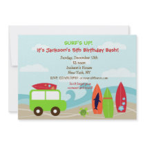 Surfer Surf Birthday Party Invitations