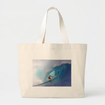 Surfer surfing a huge wave. bags