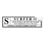 surfer warning label bumper stickers