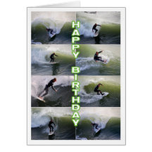 Surfers Collage Happy Birthday Greeting Card