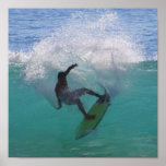 surfing at a big wave posters