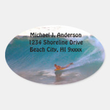Surfing Big Ocean Waves Address Stickers