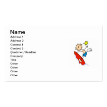 Surfing Boy Stick Figure Business Cards
