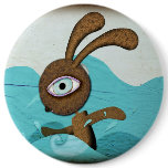 Surfing bunny swirls waves sport boy Button by Rupydetequila Surfing bunny swirls waves sport boy Button