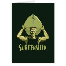 Surfing Halloween Frankenstein Greeting Card