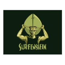 Surfing Halloween Frankenstein Postcards