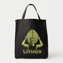 Surfing Halloween Frankenstein Tote Bag