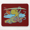 Surfing Halloween Octopus mousepads