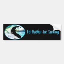Surfing in Curling Wave Bumper Stickers