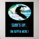 Surfing in Curling Wave posters
