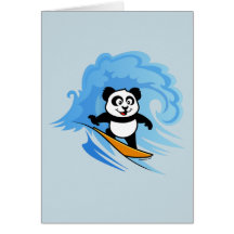 Surfing Panda Greeting Cards