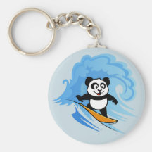 Surfing Panda Key Chains