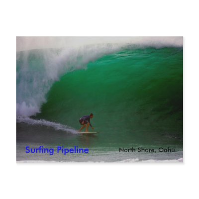 Surfing Pipeline  , North Shore, Oahu Post Card by pfurlotti