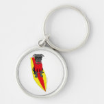 Surfing Pug Keychain