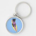 Surfing Pug (Pastel) Keychain