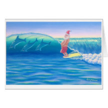 Surfing Santa Card