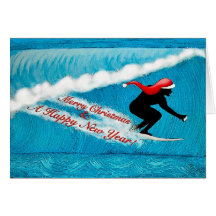 Surfing Santa Christmas Card