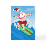 Surfing Santa Funny Christmas cards