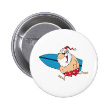 surfing santa pinback buttons