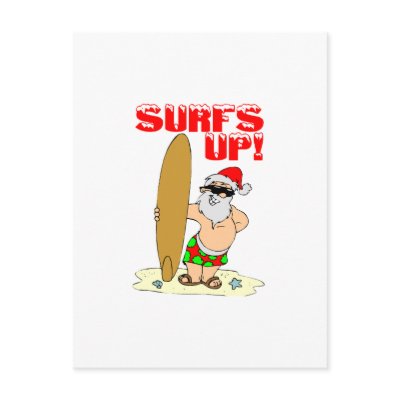 Surfing Santa Post Card by TeeZazzle