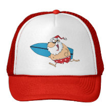 surfing santa trucker hat