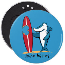 Surfing Shark Valentine Buttons