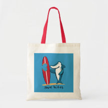 Surfing Shark Valentine Canvas Bag