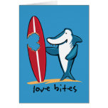 Surfing Shark Valentine Greeting Cards