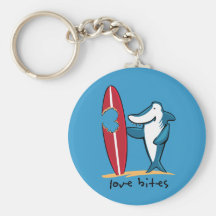 Surfing Shark Valentine Key Chain