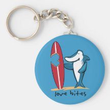 Surfing Shark Valentine Key Chain