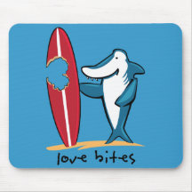 Surfing Shark Valentine Mouse Mat
