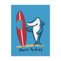 Surfing Shark Valentine postcards