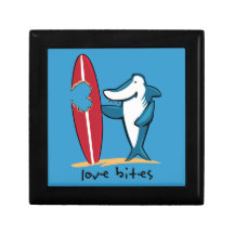Surfing Shark Valentine Trinket Box
