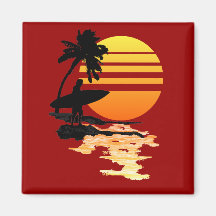 Surfing Sunrise Fridge Magnet