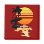 Surfing Sunrise Fridge Magnet