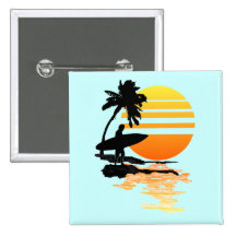 Surfing Sunrise Pin