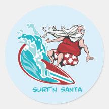 Surf'n Santa Stickers