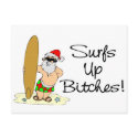 Surfs Up Bitches Santa postcards